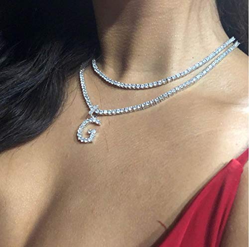 Rock hip hop bling jewelry Iced out cz Alphabet pendant Name CZ tennis chain Initial Necklace 18