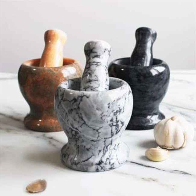 Mortar and Pestle Set Household Garlic Mortar Garlic Crusher Kitchen Manual Grinder Pestle Set Seasoning Spice Tools(10x10.5cm)