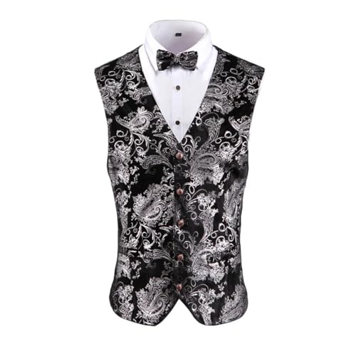 Men’S Steampunk Sleeveless V-Neck Vest Coat Single Breasted Slim Fit Chic Waistcoat For Business Wedding Party4