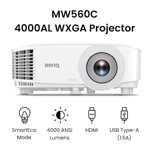 Image of BenQ MW560C WXGA Business Projector for meeting rooms 4000 Lumens | 4000 Lumens, 20,000:1 Contrast, HDMI & VGA, Auto Keystone, SmartEco Technology, Meeting Room Ready, 3 yr warranty