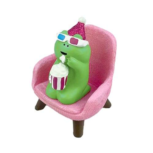 Refintural Cute Popcorn Miniature Frog Figurines - Funny Frog Sculpture for Shelf, Desk Decoration - Frog Desk Accessories for Frog Lovers (Pink)