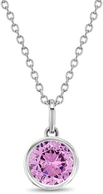925 Sterling Silver Shining Round Simulated Birthstone Pendant Necklace For Preteens & Teenage Girls 16″ – Classic CZ Necklaces for Girls – Beautiful & Sparkling Jewelry Gift For Teen Girls 925 Sterling Silver Shining Round Simulated Birthstone Pendant Necklace For Preteens & Teenage Girls 16″ – Classic CZ Necklaces for Girls – Beautiful & Sparkling Jewelry Gift For Teen Girls