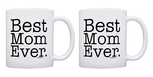 Christmas Gifts for Mom Best Mom Ever Mom Mug 2 Pack 11oz Ceramic Coffee Mug Set White