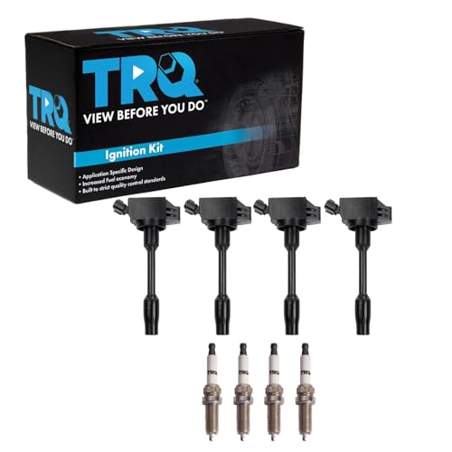 TRQ Ignition Coil and Spark Plug Kit 8 Piece Compatible with 2019-2021 Lexus ES300h UX250h 2018-2021 Toyota Camry 2019-2021 Avalon 2020-2021 Highlander RAV4 2021 RAV4 Prime Sienna Venza