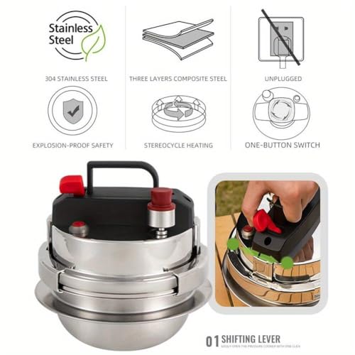 Portable Mini Pressure Cooker, 304 Stainless Steel Camping Pressure Pot by Pardarsey - Used condition - Image 6