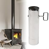 Tubo de humo de acero inoxidable con válvula ajustable con malla protectora, diseñado para un funcionamiento seguro de estufas de leña y barbacoa al aire libre
