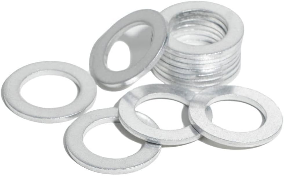 50pcs 12x20x1.5mm Aluminum Oil Drain Plug Crush Washer Set Non-Slip for Lasting Sealing Car Exterior Accessories Compatible with Automotive Motorcycle Parts 12x20x1.5mm
