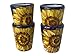 Hand Painted Italian Ceramic Shot Glasses Set of 4, 1.2 oz Sunflower Design Cups, Small Ceramic Limoncello & Tequila Shot Glasses, Artisan Mediterranean Pottery Drinkware, Handmade Tasting Cups