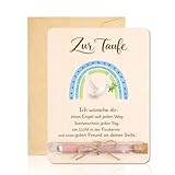 4 Stück Taufgeschenke Jungen set, Holz Karte mit Reagenzglas Briefpapier Umschlag, Geldgeschenk Taufe Blau, Taufgeschenk, Geschenkideen Patenkind, Taufe Geldgeschenk, Feier für Sohn Enkel