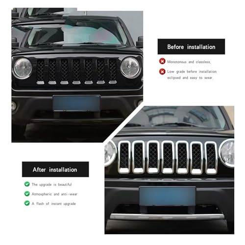 Rejilla malla delantera para Jeep Patriot 2011-2016, cubiertas de parrilla 3
