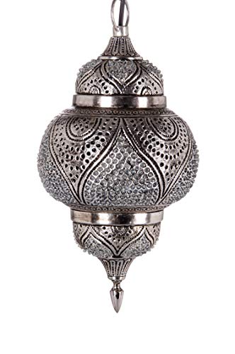 Orientalische Messing Lampe Pendelleuchte Silber Farhana 38cm E27 Lampenfassung | Marokkanische Design Hängeleuchte… – Bild 3