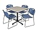 Regency Kobe 42-Inch Square Breakroom Table, Maple, and 4 Zeng Stack Chairs, Blue