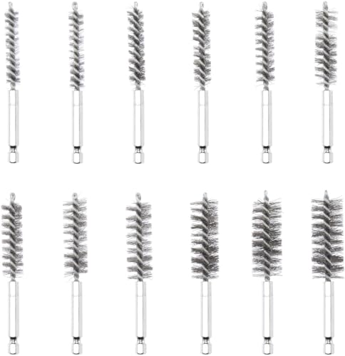 Image of NEIKO 00325A Wire Brush Drill Attachments with 1 /4-Inch Hex Shank, SAE and MM Brushes Assortment, Mountable on Power Drill or Die Grinder, 38-Piece Set