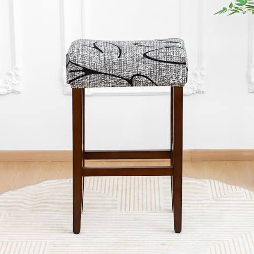 Image of Waterproof Bar Stool Covers Rectangle Set of 4 Stretchable Patterned Seat Covers for Backless Barstools Washable