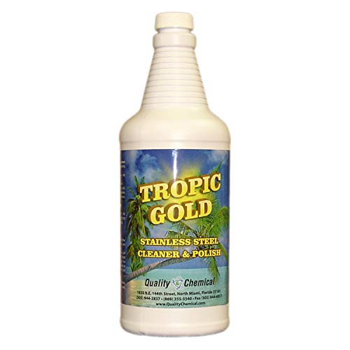 Quality Chemical Tropic Gold Stainless Steel Cleaner and Polish - Magic Cleaner and Polish for Stainless Steel, Perfect Sink Stainless Steel Cleaner - 32 oz (Pack of 12)