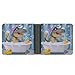 Dinosaur Bath Time Fun With Rubber Ducks And Bubbles Slim Bifold Wallet for Men Women, Fashion PU Leather Credit Card Holder with Double-Sided Pattern, Portable Money Organizer Purse, Best Gifts for B
