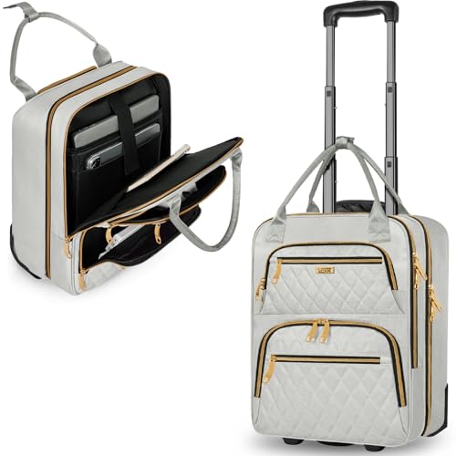 Image of Underseat Carry On Luggage with Wheels, Stylish Lightweight Under Seat Luggage, Personal Item Suitcase with telescoping handles for Men Women, Pilots and Crew, Gray