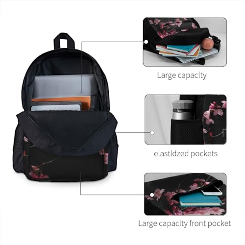 Sac à dos grande capacité résistant à l'eau motif fleurs de cerisier