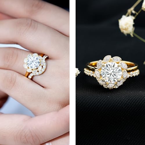 Certified Lab Diamond Bridal Ring Set, Ef-Vs Quality, 8 mm Diamond Vintage Inspired Engagement Ring With Wedding Band2