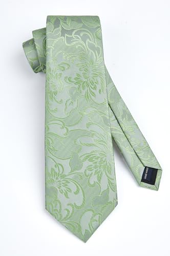 Image of HISDERN Ties for Men Paisley Floral Tie Handkerchief Classic Woven Business Formal Necktie and Pocket Square Set Wedding