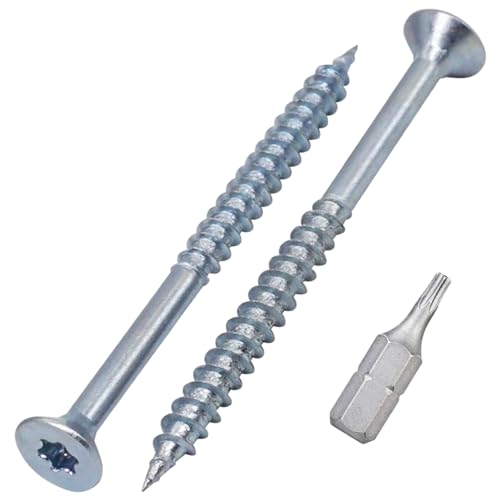 SKIR'CO (100 uds) Tornillos para madera de acero galvanizado 3,0 x 40 mm, Torx de cabeza avellanada, tornillos para aglomerado, parcialmente roscados