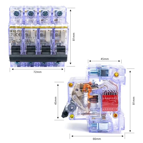Disjoncteur transparent DZ47-63 avec boîtier isolant visible 16A-63A