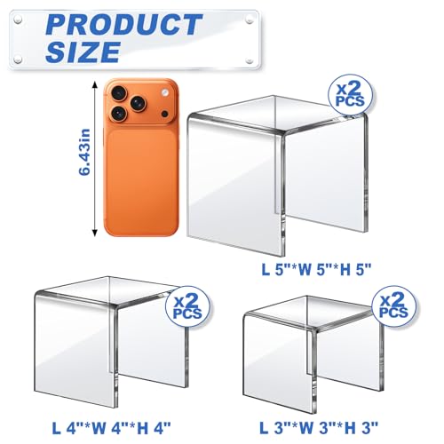 Image of Aheroi Acrylic Risers Display Stands, Acrylic Stands for Display 6Pcs 2Set | Clear Acrylic Display Stands, Small Table Display Shelf Cupcake Stand Buffet Risers for Wedding Party Food Statue(3 inch*4 inch*5 inch)
