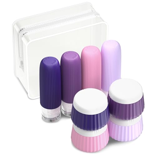Image of Mrsdry Travel Bottles 8 Pack, TSA Approved 3 oz Toiletries Containers, Leak Proof Silicone Squeezable Essentials Jars with Clear Bag