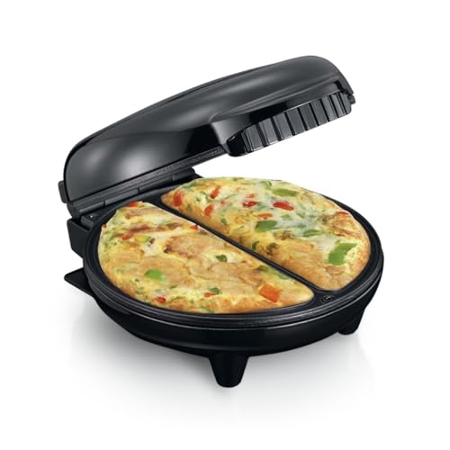 Melissa Electric Omelette Maker, Deep Fill, Non-Stick, 2-Portion Healthy Egg Cooker with Automatic Temperature Control for Fast, Fluffy Homemade Omelette, 750W - Black