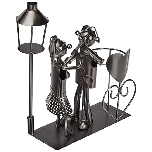 ito electronics Laterne Flaschenhalter LIEBESPAAR Tanzpaar Hochzeit Geschenk Herz Weinflaschenhalter Weinständer, Tanzpaar unter Laterne, Silber, Maße (L x B x H): 23 x 10 x 33 cm (mit Flasche)