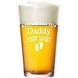 New Dad Gifts First Time Dad Gift, Christmas Gifts for Daddy, Papa Birthday Present for Father to Be, Fathers Day Idea for New Dada Stepdad Bonusdad, Promoted To Daddy Est 2025 Beer Glass