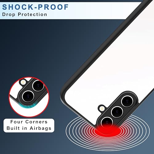 Image of CEDO Backcover for Samsung Galaxy S25 FE | Camera Protection Bump Shockproof Edge | Ultra Hybrid Transparent Acrylic Clear TPU+PC Hard Backcase Cover (Black)