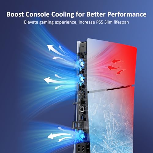 nexigo ps5 slim silent enhanced cooling fan with adjustable speed auto power onoff with usb 30 port efficient cooling system for both ps5 slim disc and digital editions