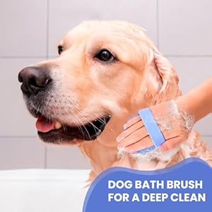Pet Grooming Bath Brush Cat Dog Brush for Long/Short Hair Rubber Shower Scrubbing and Soothing Massage Essential Puppy Accessories Calming Excellent Cleaning Ergonomic Durable Reusable Blue