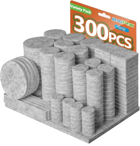 Comparison: Best Hardwood For Cabinets 5 Furniture Pads 300 Pcs Premium Furniture Felt Pads (Grey), Huge Quantity Self Adhesive Felt Furniture Pads, Anti Scratch Floor Protector for Furniture Legs Hardwood Floor with 60 Cabinet Door Bumpers