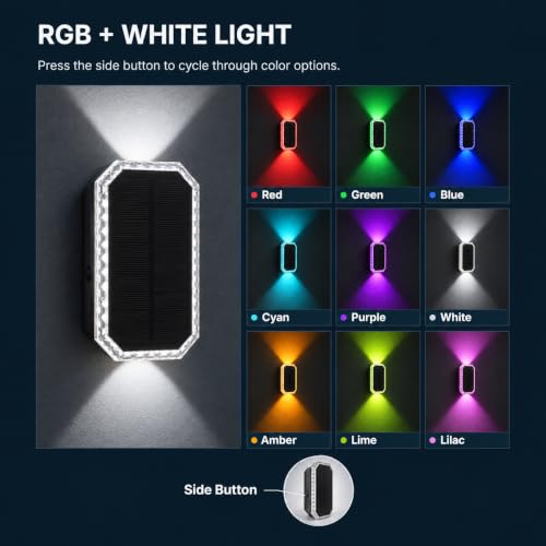 ORIMSBO® Solar Fence Light, Decorative Wall Light, RGB & White, 1 Pack by ORIMSBO - Used condition - Image 3