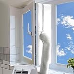 MOEGFY AC Window Seal,Portable Universal Window Kit for Mobile Air Conditioner Unit and Tumble Dryer 400cm/158Inch,Hot Air Stop Air Exchange Guards with Zip and Adhesive Fastener