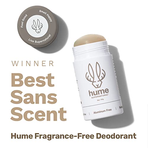 Hume Supernatural Natural Deodorant Aluminum Free For Women & Men, Natural Ingredients, Probiotic, Plant Based, Baking Soda Free, Aloe, & Cactus Flower, Anti Sweat, Stain & Odor – Fragrance Free, 1 Pack #TOP5