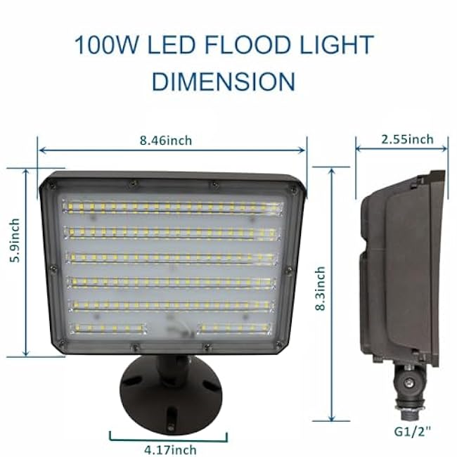 LED Flood Light 100W LED Floodlight Fixture 5000K Outdoor