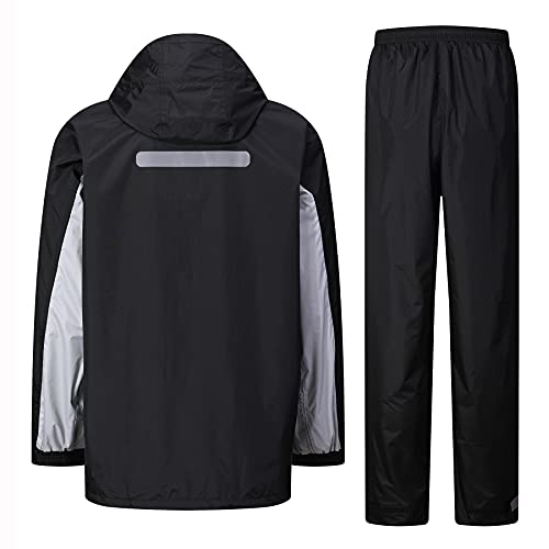 Weleyclore Rain Suits For Men Waterproof, Breathable Rain Gear For Motorcycle Golf (Jacket & Pants) Black #TOP1