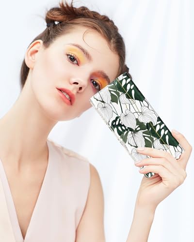 Image of Nipichsha Womens Wallet, RFID Slim Wallets for Women, Thin Ladies Credit Card Holder Purse, Cute Leather Bifold Clutch Billfold with 11 Card Slots & ID Window, Monstera Deliciosa