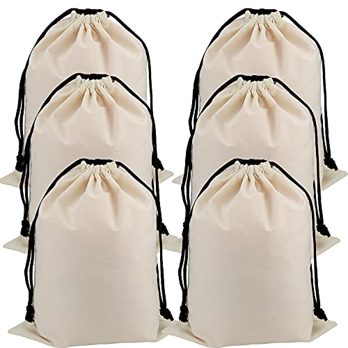 Set of 6 Cotton Travel Portable Shoes Storage Bags Organizer with Drawstring (6PCS L Size) 22.8 x 18.9 inches (58 x 48cm)