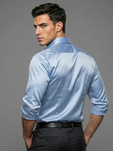Image of Diverse Men's Satin Casual Shirt | Premium Solid Poly Satin | Wrinkle-Free, Full Sleeve Regular Fit Office, Business Wear