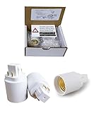3 Pack, Mansa Lighting®, G24q to Standard Base Adapters, Use This Adapter to Plug an E26 Bulb Into a PL Style G24 Fixture, Maximum Wattage Is 100W