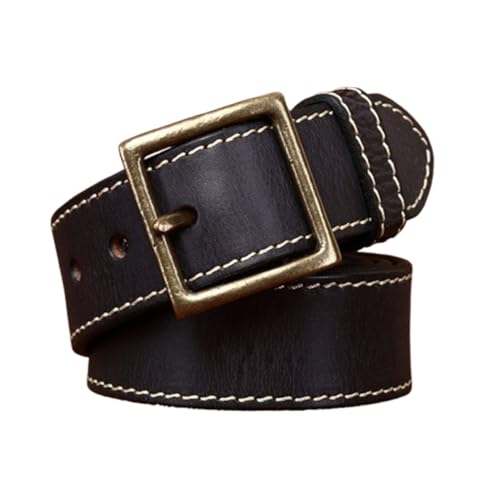 Men's Genuine Leather Belt,4.2cm Wide 5mm Thicken Stitched Edges Durable Waist Strap for Work Business and Casual