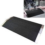 Türschwellenrampe 80 x 40 cm Rollstuhlrampe aus Aluminium rutschfest Schwellenrampe Auffahrrampe für Scooter Trolley Rollstuhl Fahrrad, Tragfähigkeit 300 kg