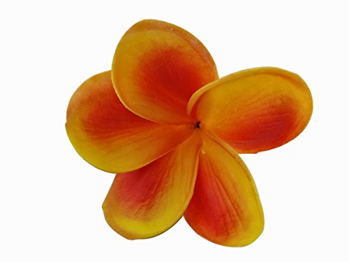 Bunch Of 10 Pu Real Touch Lifelike Artificial Plumeria Frangipani Flower Bouquets Wedding Home Party Decoration (Orange) #TOP3