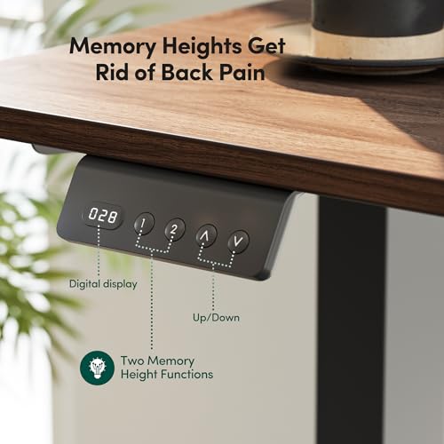 Image of CubiCubi L Shaped Standing Desk with Drawers 63 x 48 Inch Adjustable Height, Electric Corner Desk with Storage, Sit Stand Home Office Desk with Splice Board, Black Walnut