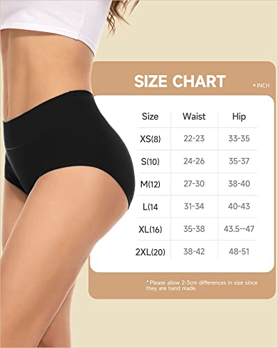 Puliou Period Underwear For Women Menstrual Panties Teens High Waisted Cotton Postpartum 3 Pack Black #TOP5