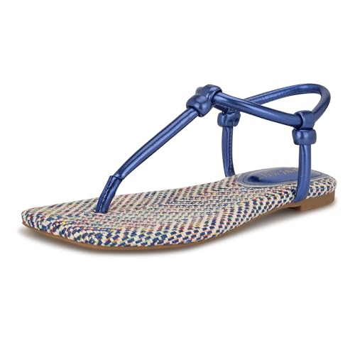 Sandales plates Nine West confortables en bleu 420 pour éviter les pieds fatigués